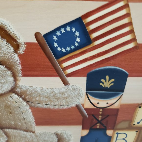 Basket Accessories Wood Toys Patriotic American USA Flag Art Wall Display 90s - Picture 10 of 16